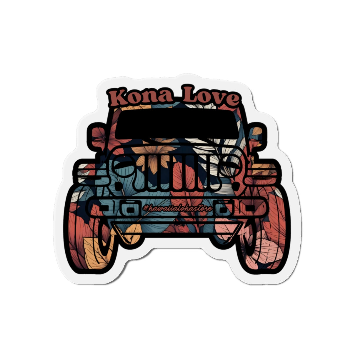 Kona Love (Fern) Jeep Die-Cut Magnet