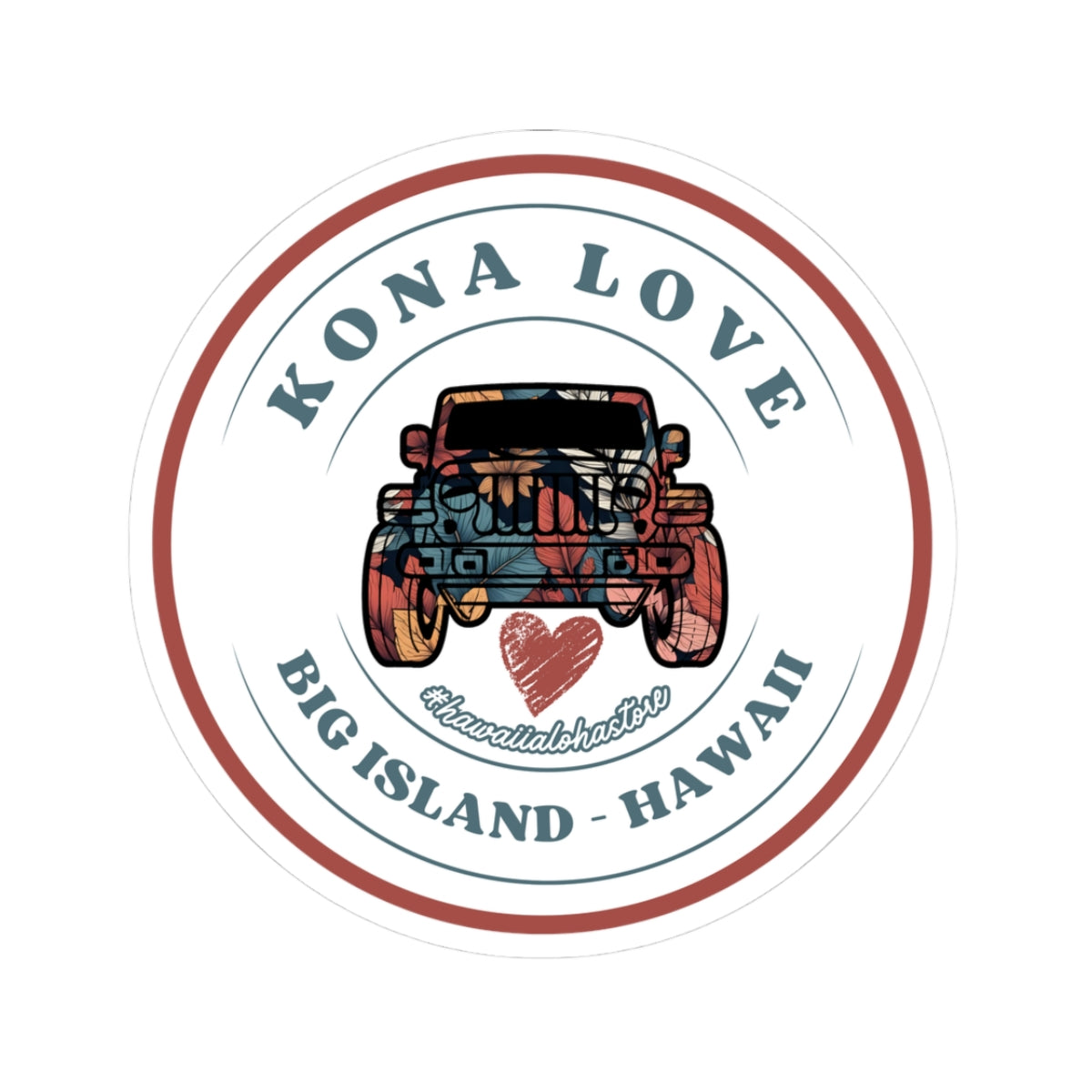 Kona Love (Fern) Jeep Sticker | Big Island Hawaii Decal