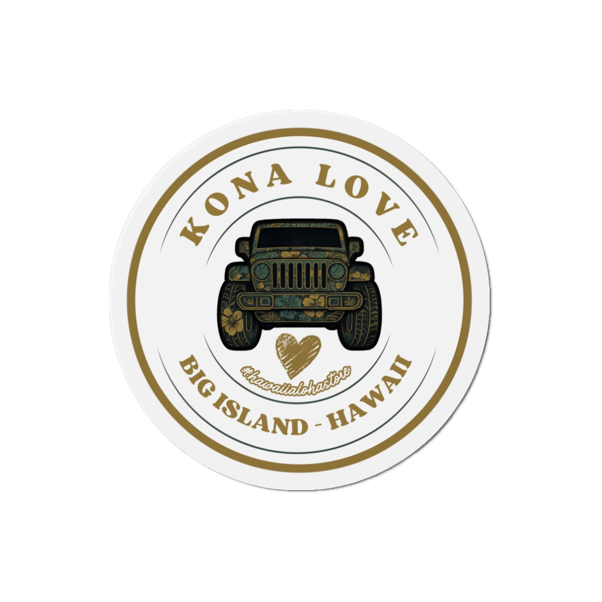 Kona Love (Huntah) Jeep Magnet | Die-Cut Big Island Hawaii